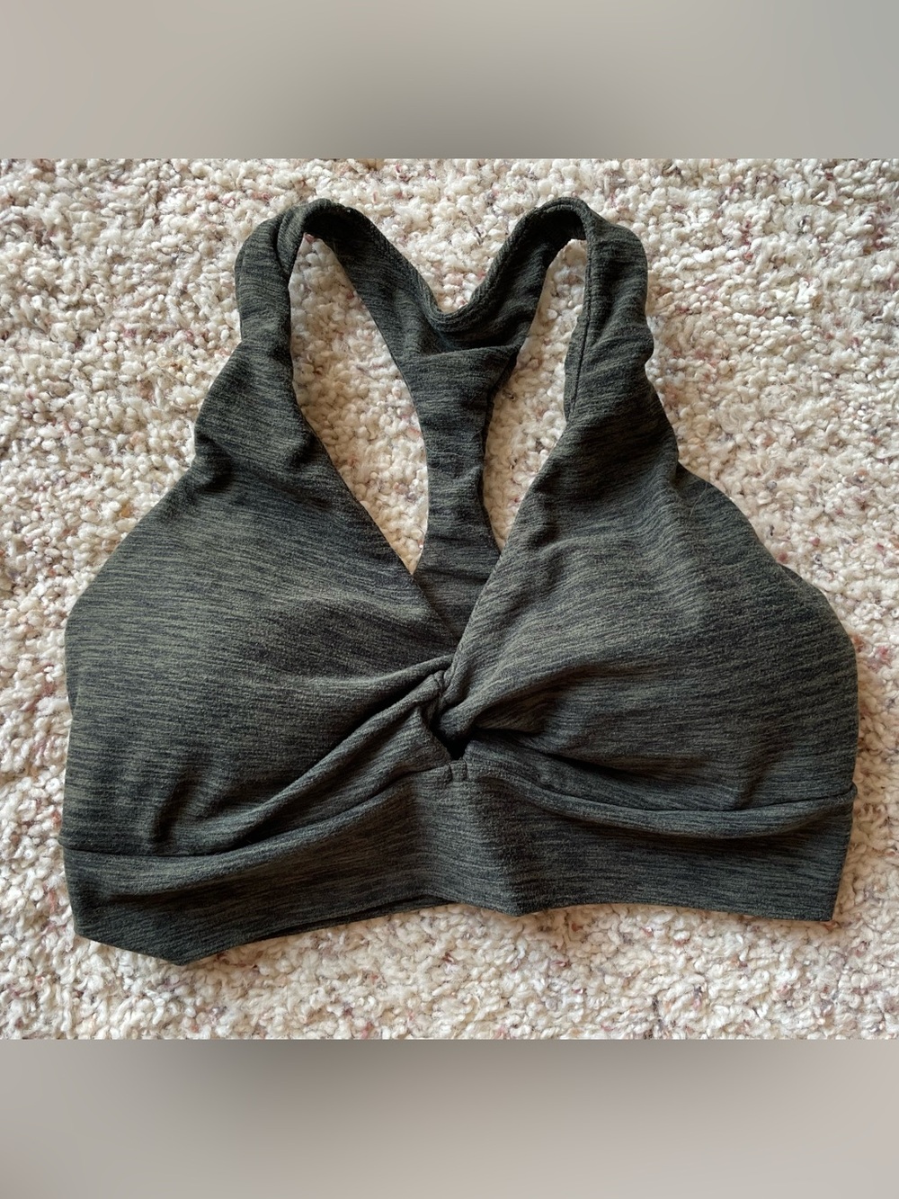 VICTORIA’S SECRET Charcoal/Dark Green Twist-Front Racerback Bralette size Small